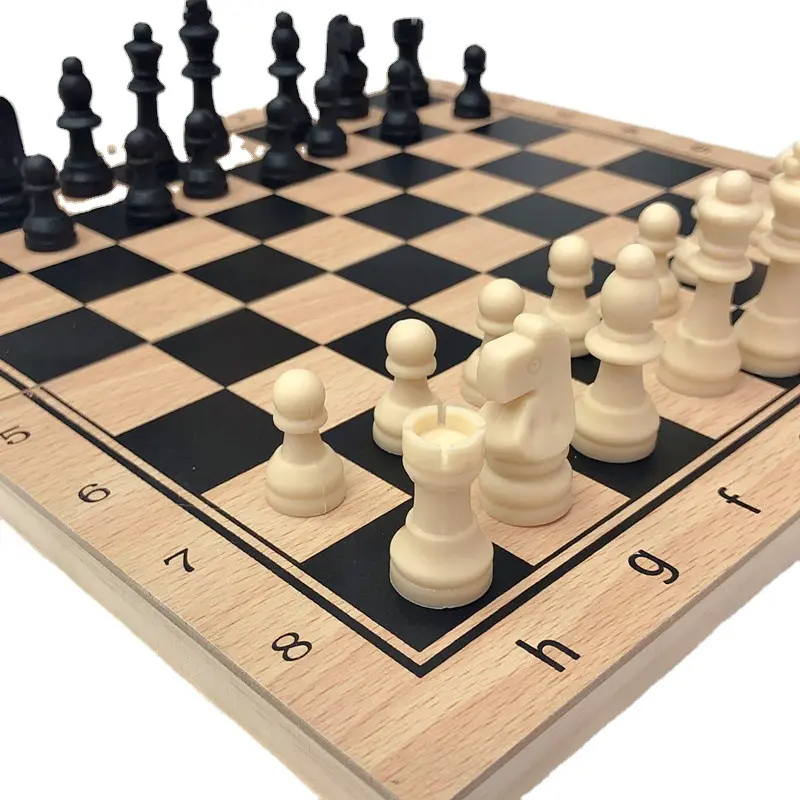 Wooden Chess Board Set with Manual for Adults Kids 15 inches (39cm) Chess Puzzle, Folding board and Portable