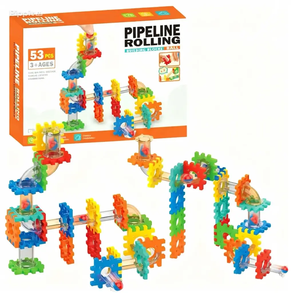 Pipeline ball rolling building blocks, Encourages Creative Construction, Promotes Educational Brain Development, Stimulates Imagination, For Kids 3+ Years