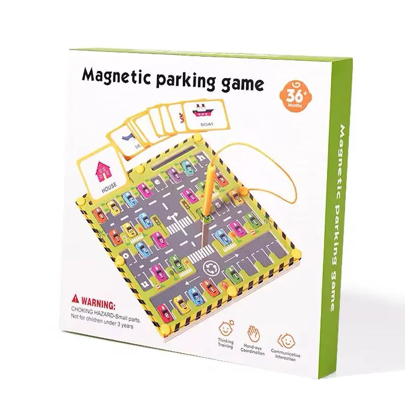 Magnetic Parking Maze Game for Kids – Wooden Montessori Learning Toy with Magnetic Stylus, Counting & Colour Recognition, Fine Motor Skills, Focus & Problem Solving