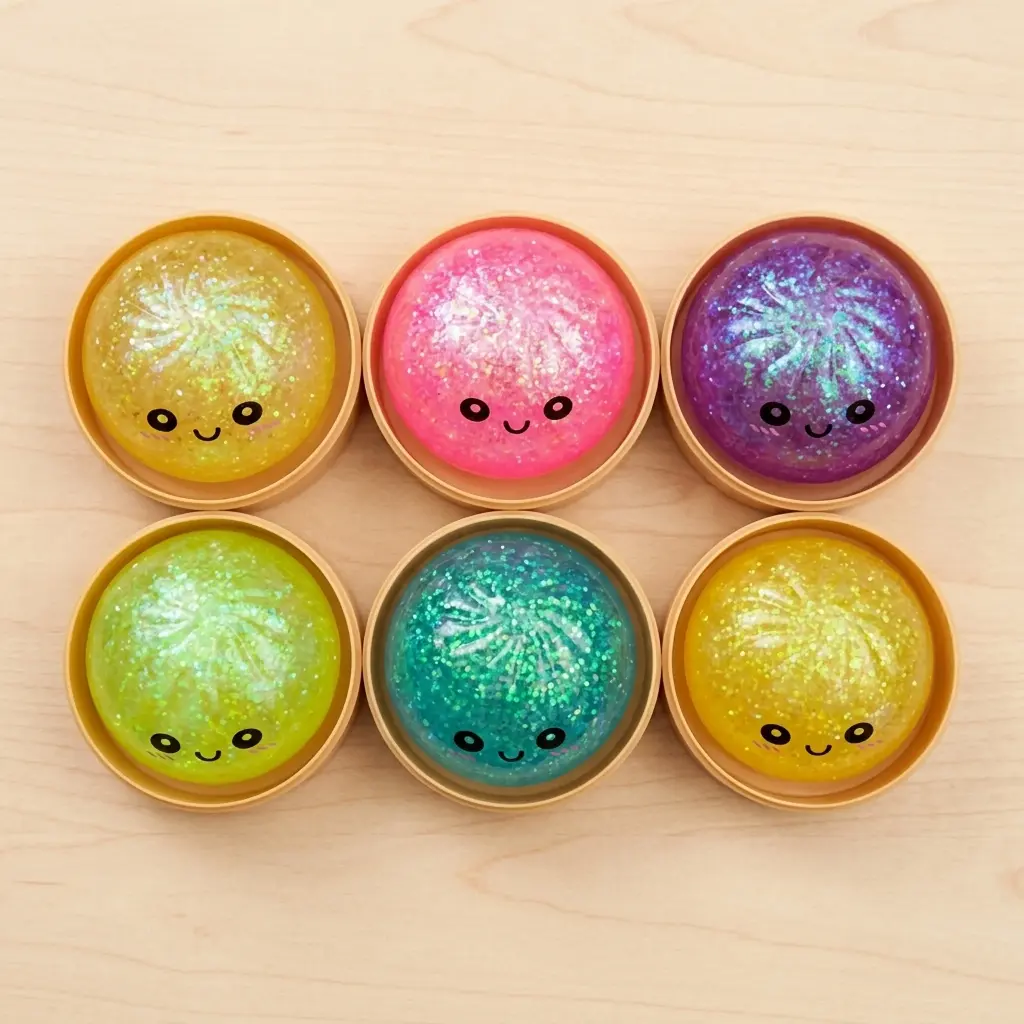 Large Glitter Bead Bun - Squishy Dumpling
