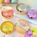 Small Glitter Bead Squishy Dumplings, Bao Bun Stress Ball with Steamer Case (24-pack)
