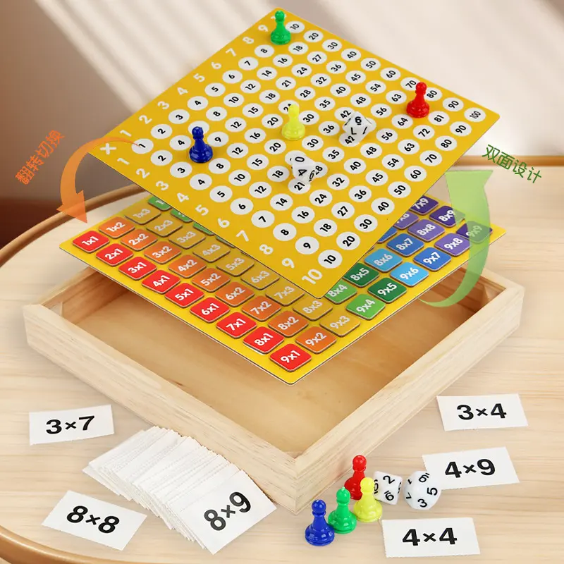 Magnetic tiles Multiplication Board Game, Math Manipulative Set with Flash Cards for Fun Learning