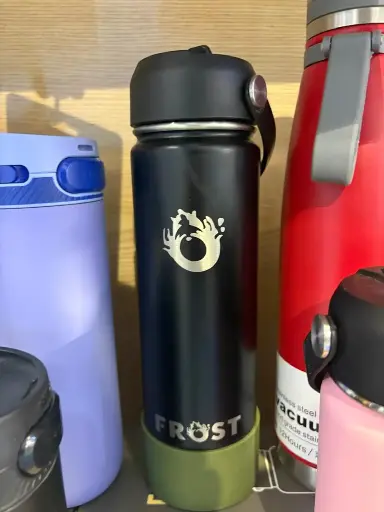 [PO-P080] FROST Stainless Steel SUS304, Vacuum Insulated Sport Water Bottle with Silicon Boot, 550ml- Black