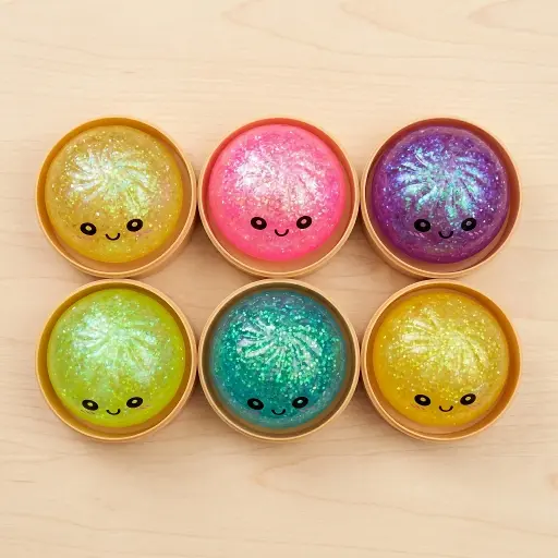Large Glitter Bead Bun - Squishy Dumpling
