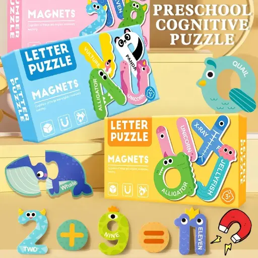 Magnetic Cognitive Learning and Vocabulary Building Puzzles